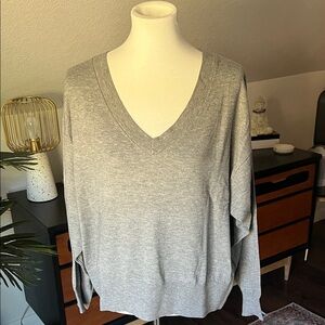 A New Day Heather Gray Vneck Sweater